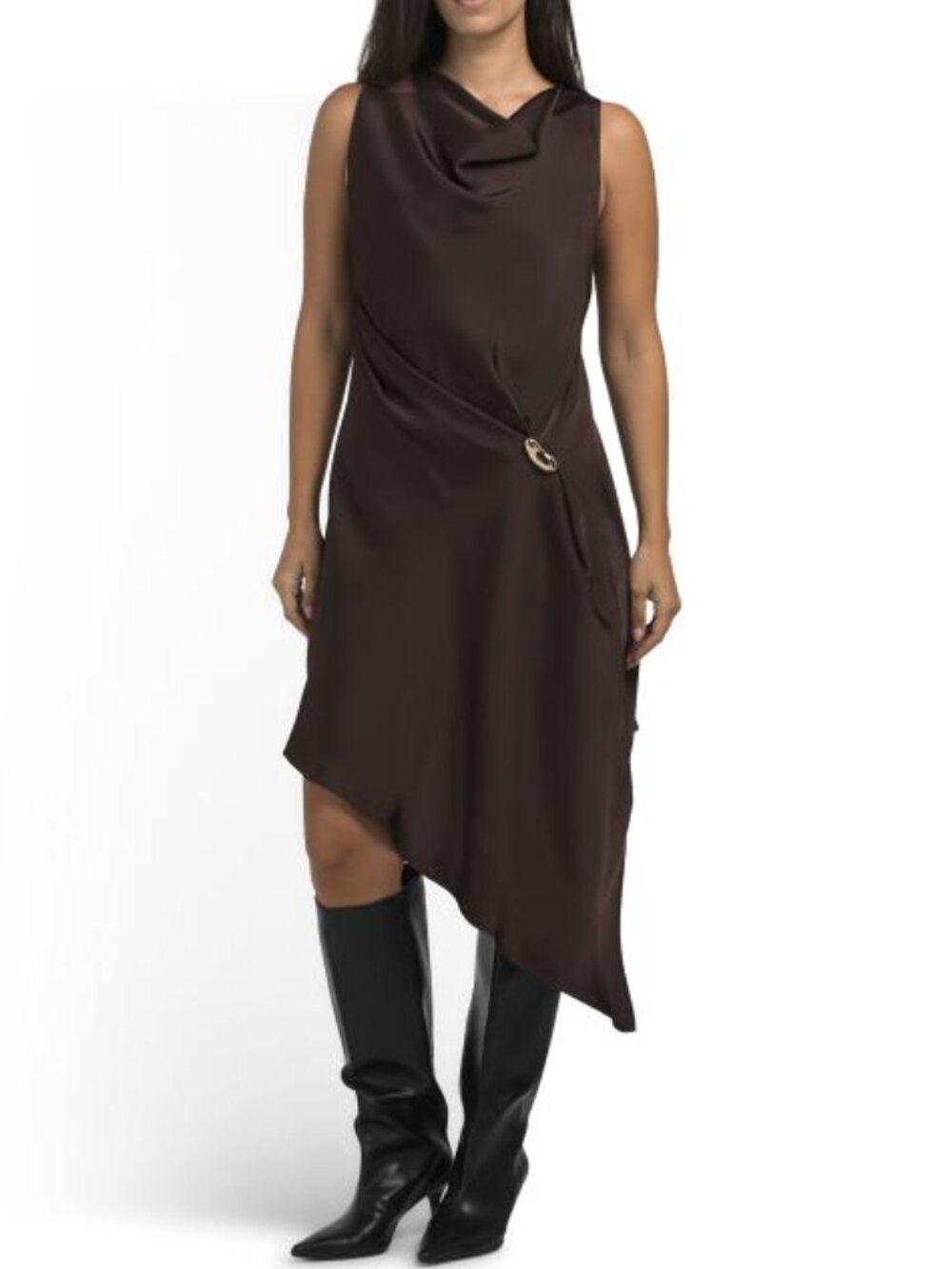 CAMILA COELHO Sleeveless Satin Mini Dress With Metal Hardware